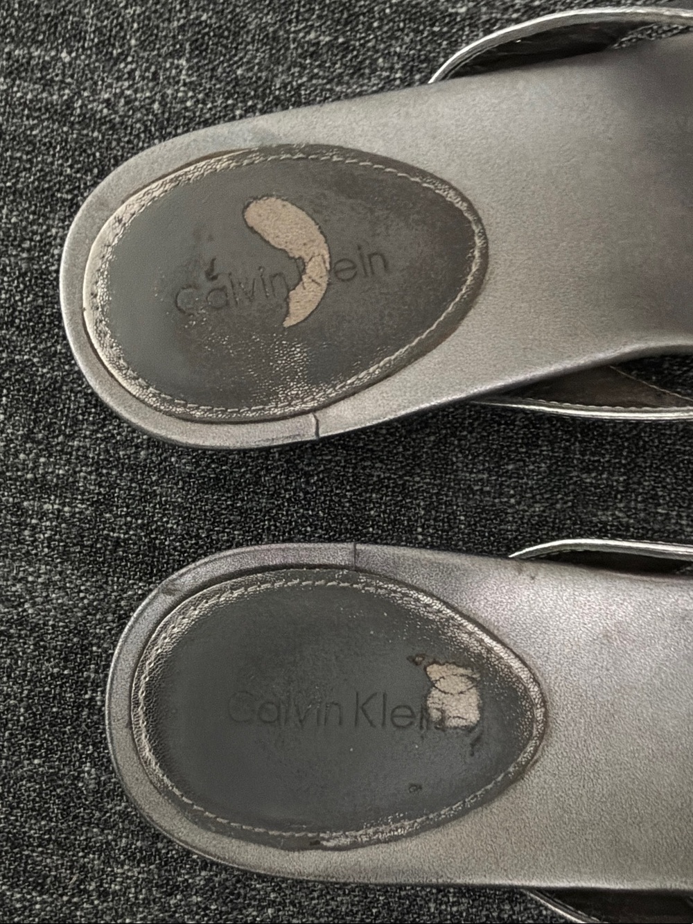 Calvin Klein Silver Metallic Beaded Toe-Post Sandals - Picture 3 of 5